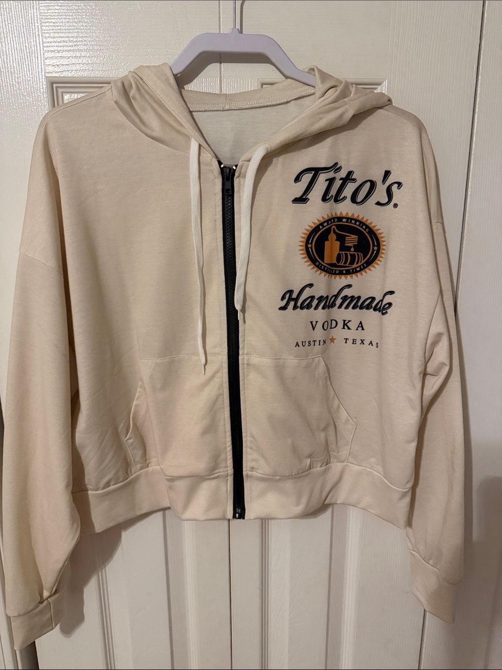 Tito’s Handmade Vodka Cream Zip-Up Hoodie Jacket